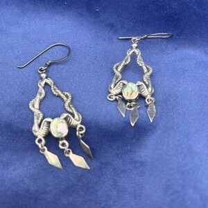 Sterling and abalone snake earrings